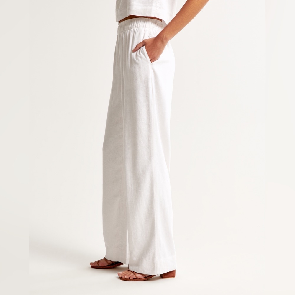 Abercrombie Linen Blend Pull On Pant White